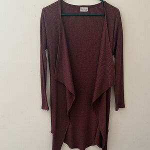 Free Kisses Burgundy Drape Cardigan